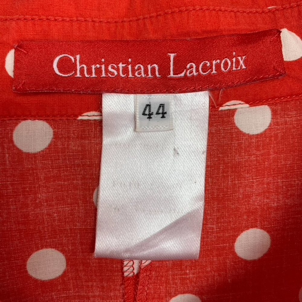 Christian Lacroix Women's Red White Polka Dot Long Sleeve Button Down Shirt 44 - Picture 15 of 15